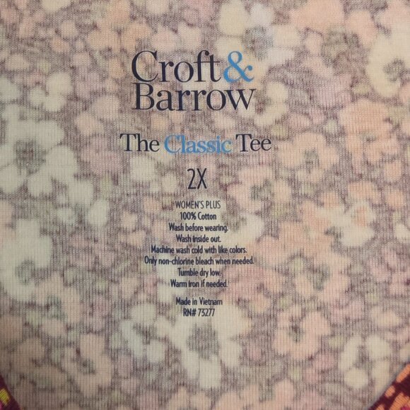 NWOT - Croft & Barrow Floral Pattern Long Sleeve Top – Size 2X - Never Worn - Picture 4 of 8